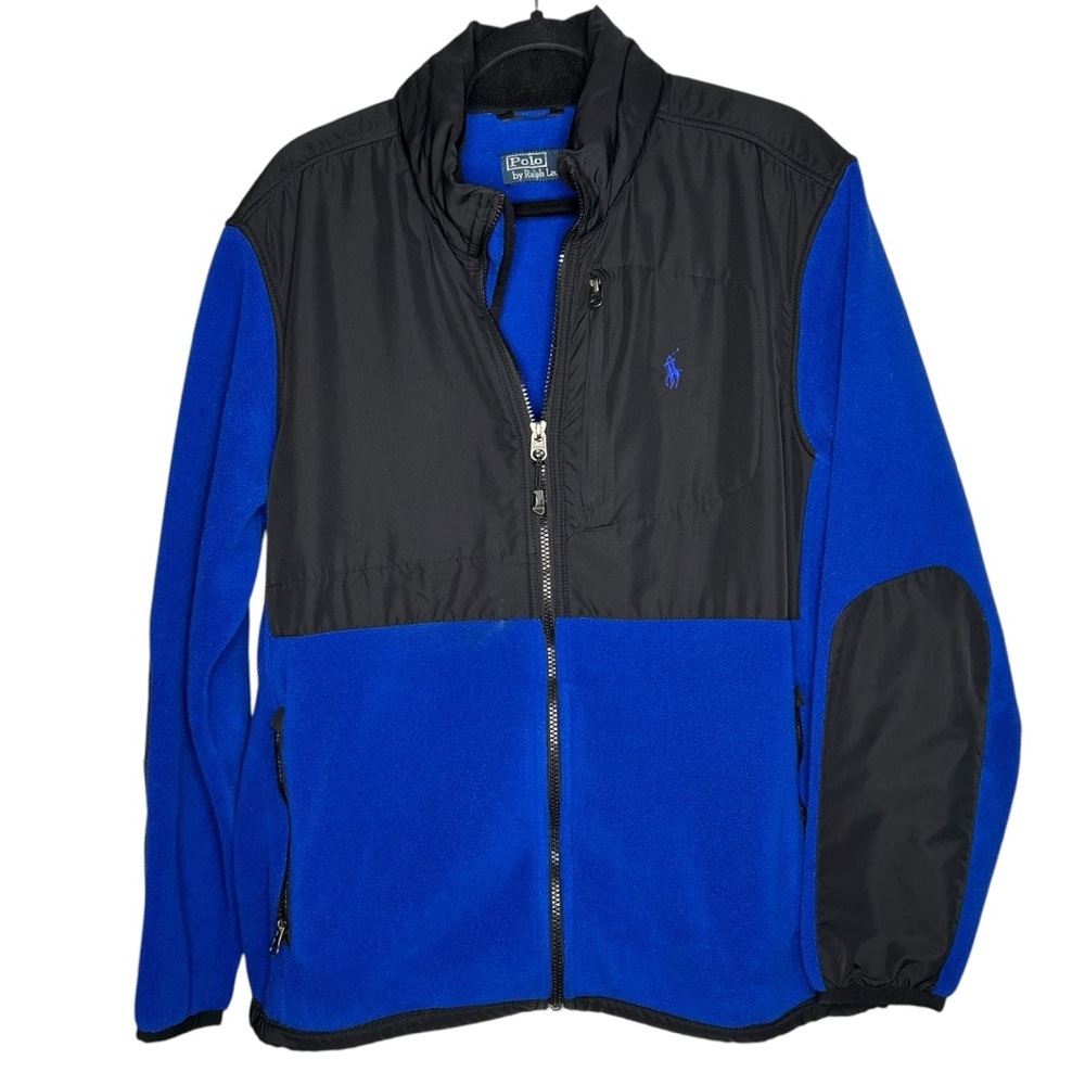 Polo Ralph Lauren Polartec Fleece Jacket Blue Black Full Zip Mens M
